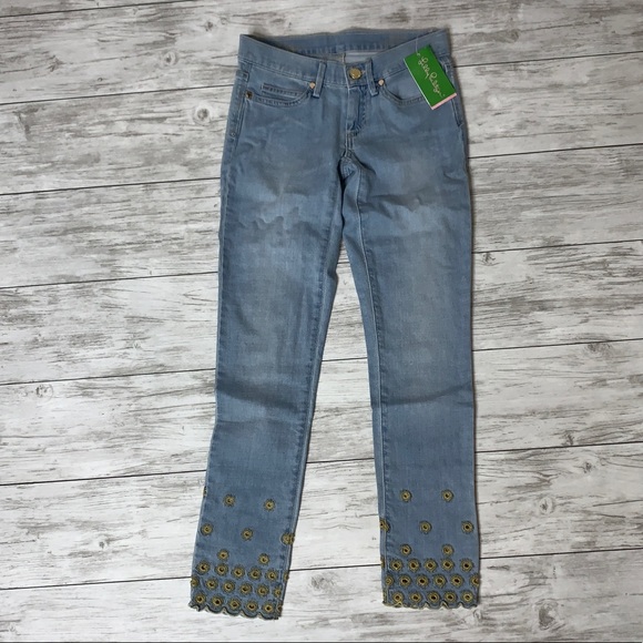Lilly Pulitzer South Ocean Skinny Crop Jean 00 NWT - Picture 1 of 6